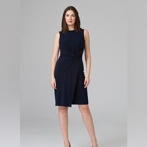 Garnet Hill Knit Black Jersey Style Faux Wrap Comfy Neutral Minimal Dress Sz 6